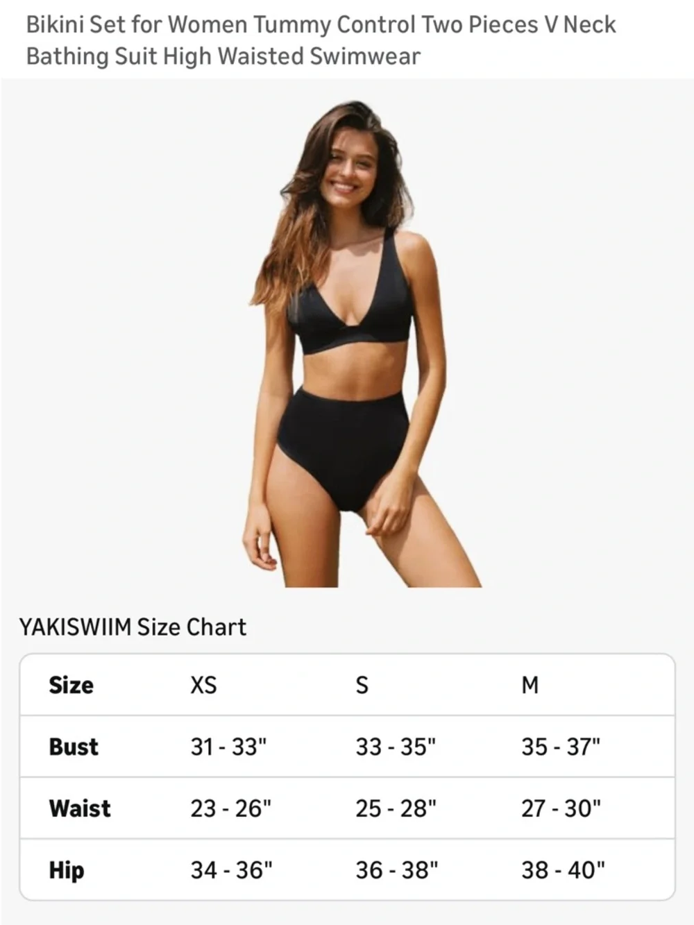 Amazon Black High-Waist V-Neck Bikini Set - Picture 4 of 6